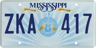 MS license plate ZKA417