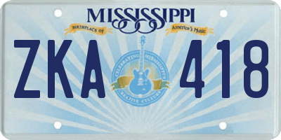 MS license plate ZKA418