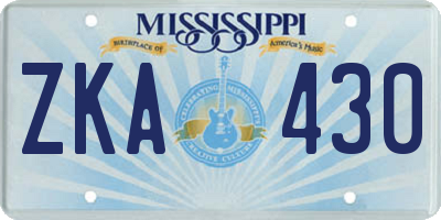 MS license plate ZKA430