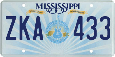 MS license plate ZKA433