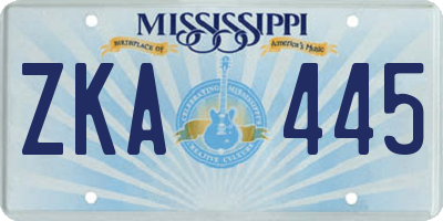 MS license plate ZKA445