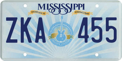 MS license plate ZKA455