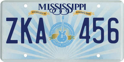 MS license plate ZKA456