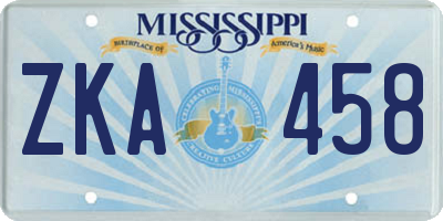 MS license plate ZKA458