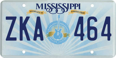 MS license plate ZKA464