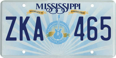 MS license plate ZKA465