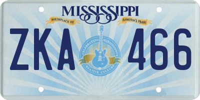 MS license plate ZKA466
