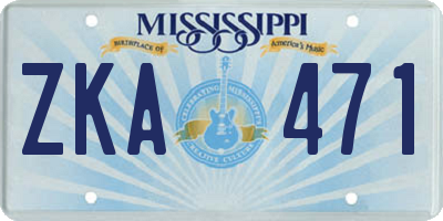 MS license plate ZKA471
