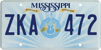MS license plate ZKA472