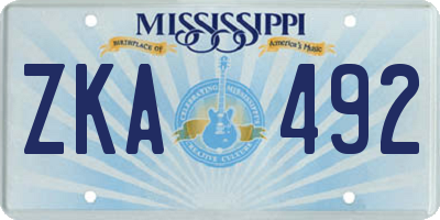 MS license plate ZKA492