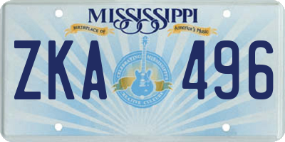 MS license plate ZKA496