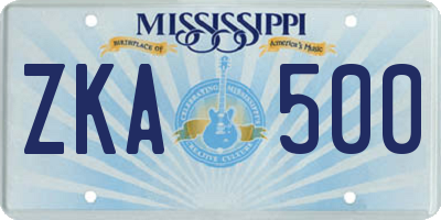 MS license plate ZKA500