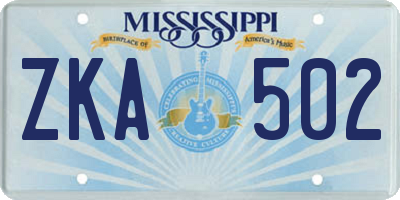 MS license plate ZKA502
