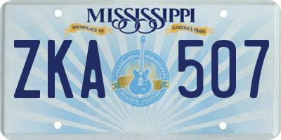MS license plate ZKA507