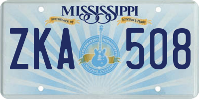 MS license plate ZKA508