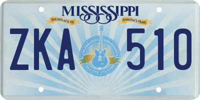MS license plate ZKA510