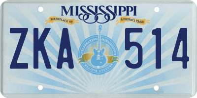 MS license plate ZKA514