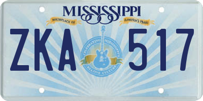 MS license plate ZKA517