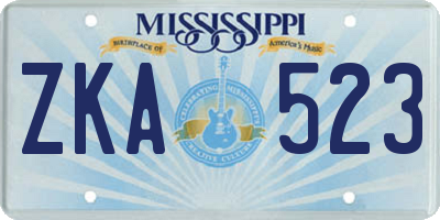 MS license plate ZKA523