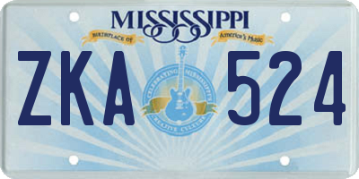 MS license plate ZKA524