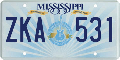 MS license plate ZKA531