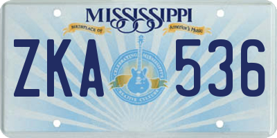 MS license plate ZKA536