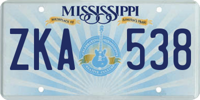 MS license plate ZKA538