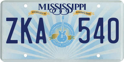 MS license plate ZKA540