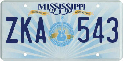 MS license plate ZKA543