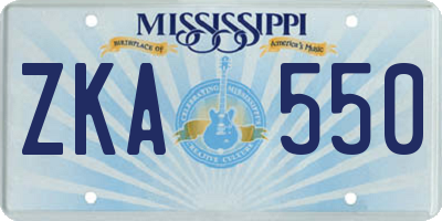 MS license plate ZKA550