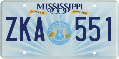 MS license plate ZKA551