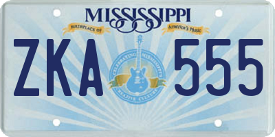 MS license plate ZKA555