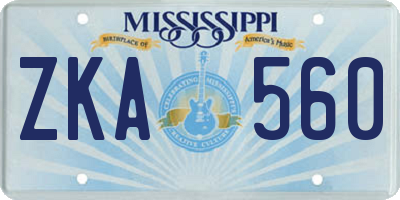 MS license plate ZKA560