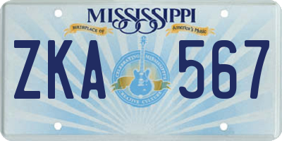 MS license plate ZKA567
