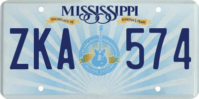 MS license plate ZKA574
