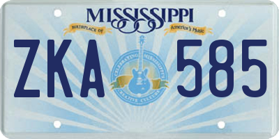 MS license plate ZKA585