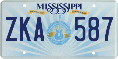MS license plate ZKA587