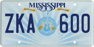 MS license plate ZKA600