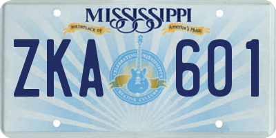 MS license plate ZKA601