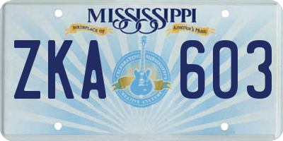 MS license plate ZKA603
