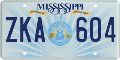 MS license plate ZKA604