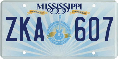 MS license plate ZKA607