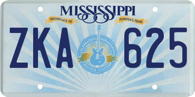 MS license plate ZKA625