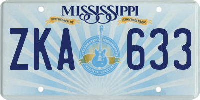 MS license plate ZKA633