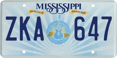 MS license plate ZKA647