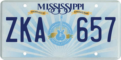 MS license plate ZKA657