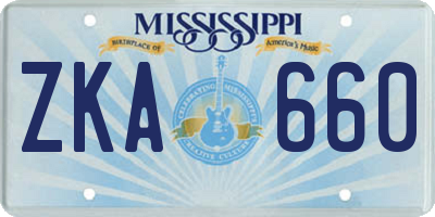 MS license plate ZKA660