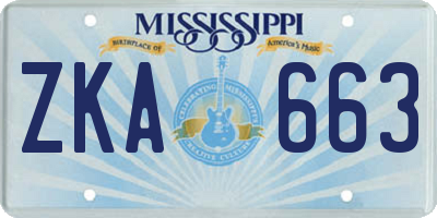 MS license plate ZKA663