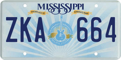 MS license plate ZKA664