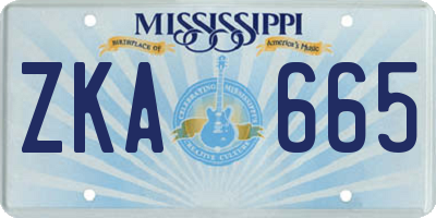 MS license plate ZKA665